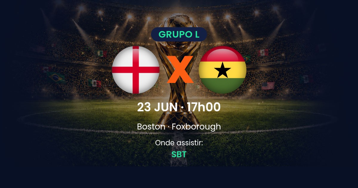 Inglaterra x Gana: onde assistir ao vivo, horario e provaveis escalacoes pela Copa do Mundo 2026